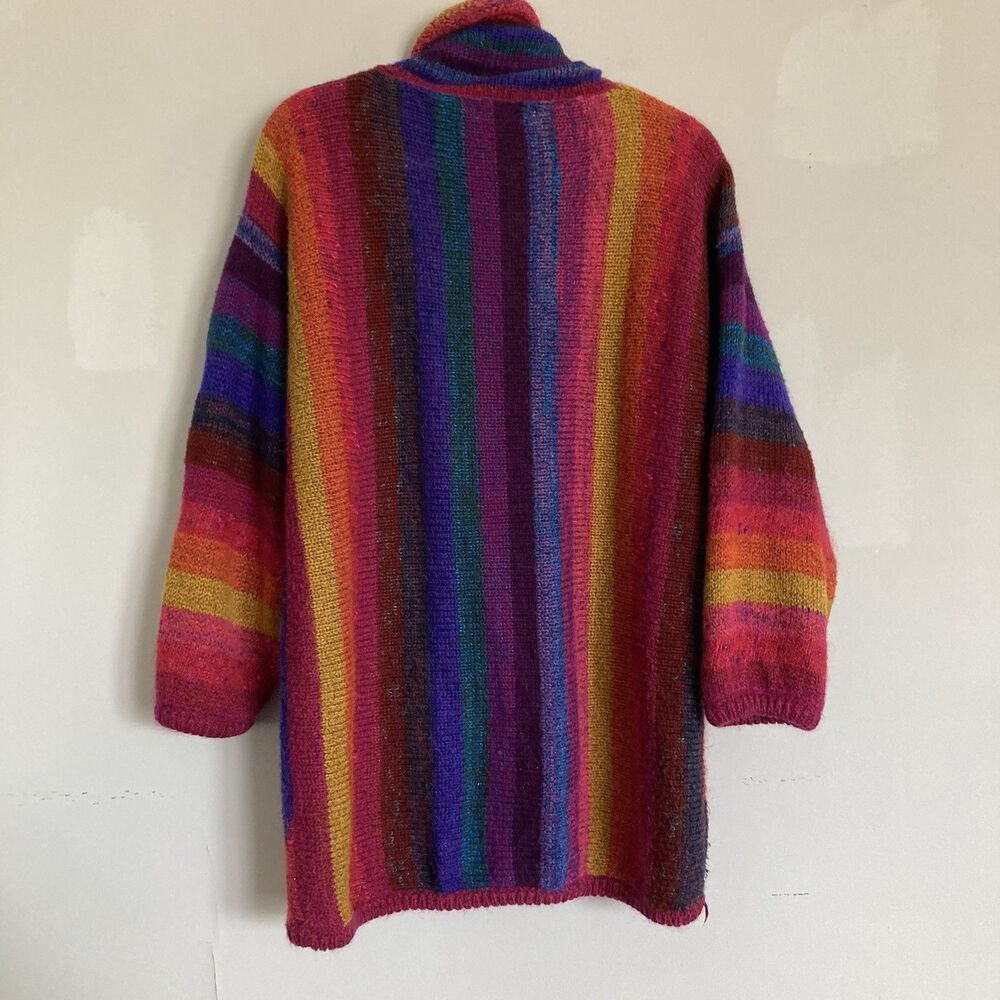 Vintage Mariea Kim Turtleneck Sweater LARGE Colorful Tunic Boho Rainbow Brite - Picture 12 of 14